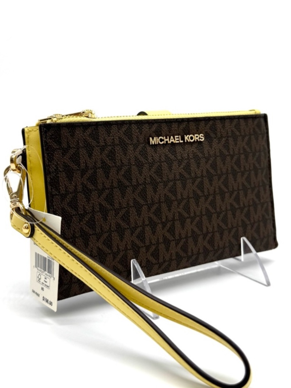 Michael Kors Large Jet Set Travel Logo Double Zip Wallet Buttercup